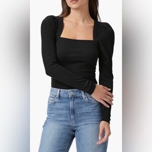 NWOT Paige Sibyl Puff Shoulder Top in Black Rib size L